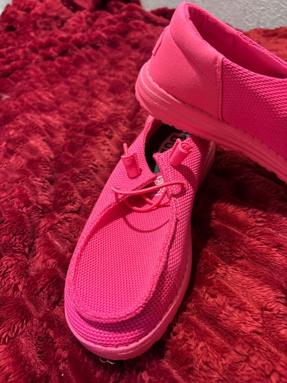 Hey Dude Women's Slip-On Moccasins in Bright Pink - Picture 2 of 8